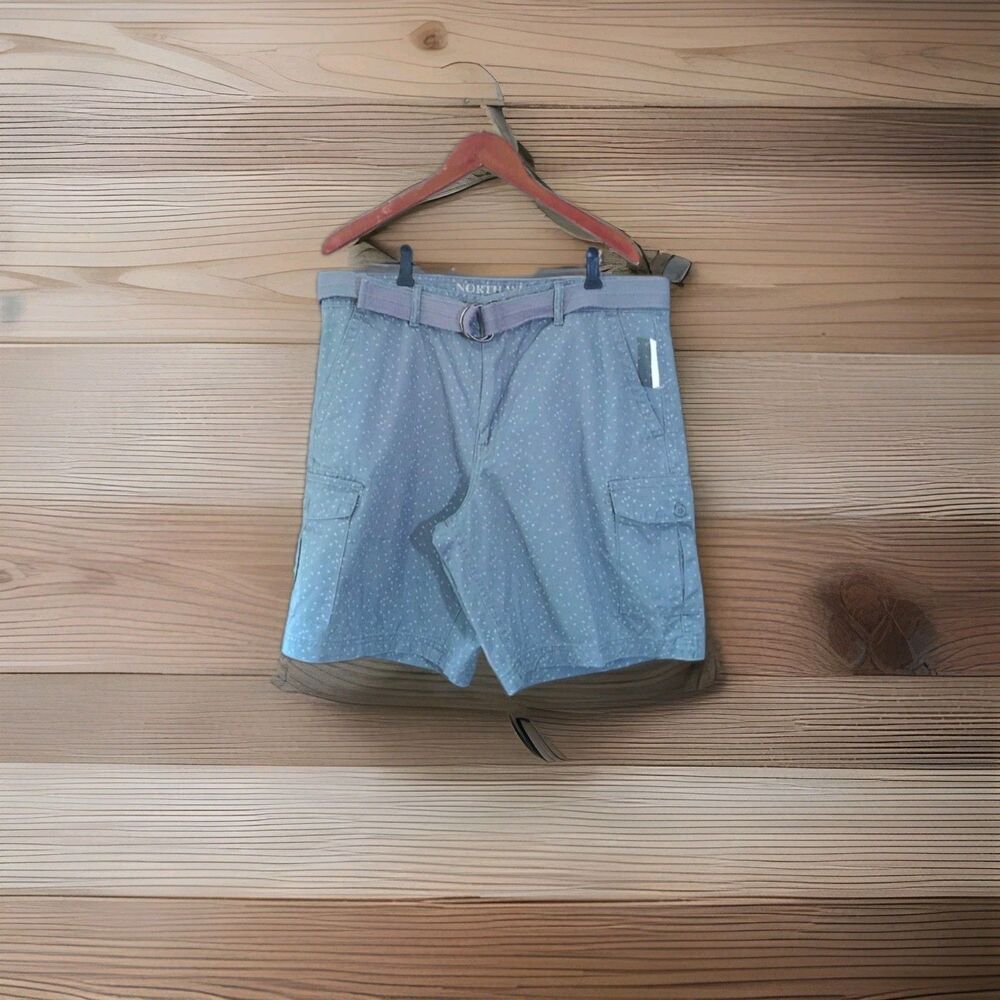 Northwest Territory Men's Cargo Shorts Size 36 Slate Blue Triangle Print Hiking